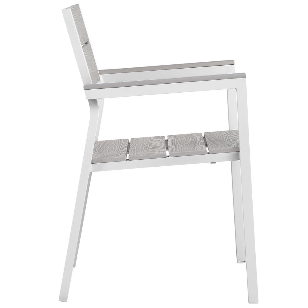 Maine 5 Piece Outdoor Patio Dining Set - White Light Gray (EEI-1761-WHI-LGR-SET)