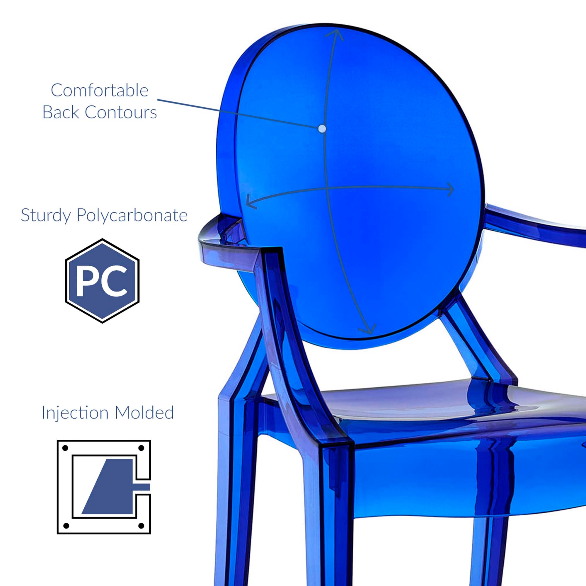 Casper Dining Armchairs Set of 4 - Blue