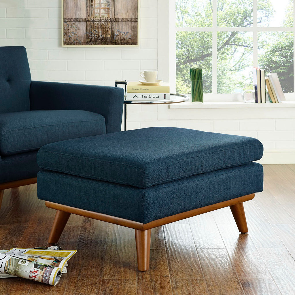 Engage Upholstered Fabric Ottoman - Azure