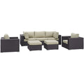 Gather 7 Piece Outdoor Patio Sectional Set - Espresso Beige