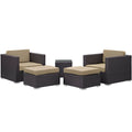 Convene 5 Piece Outdoor Patio Sectional Set - Espresso Mocha (EEI-1809-EXP-MOC-SET)