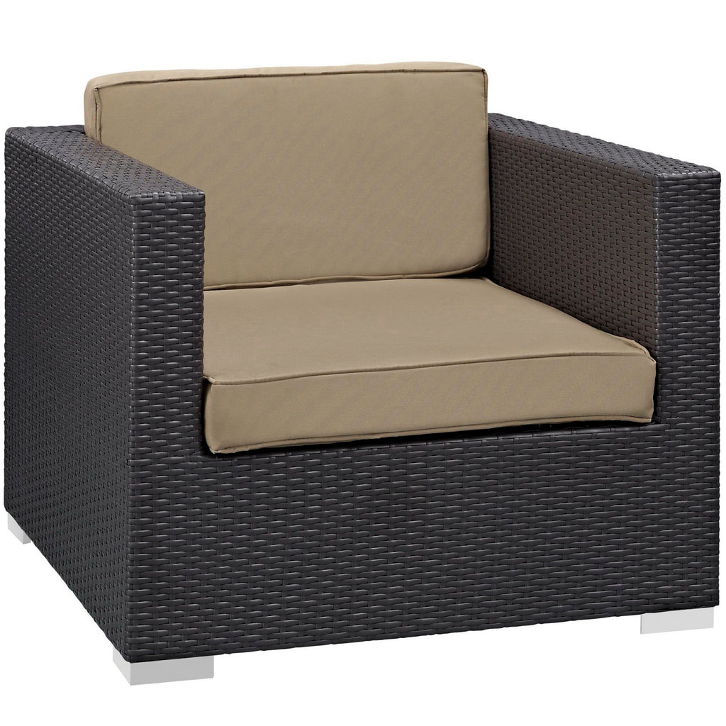 Convene 5 Piece Outdoor Patio Sectional Set - Espresso Mocha (EEI-1809-EXP-MOC-SET)