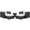 Convene 5 Piece Outdoor Patio Sectional Set - Espresso White (EEI-1809-EXP-WHI-SET)