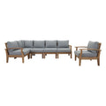 Marina 6 Piece Outdoor Patio Teak Set - Natural Gray (Armchair, Corner Sofa, Left-Arm Sofa, 2 Sofas, Right-Arm Sofa)