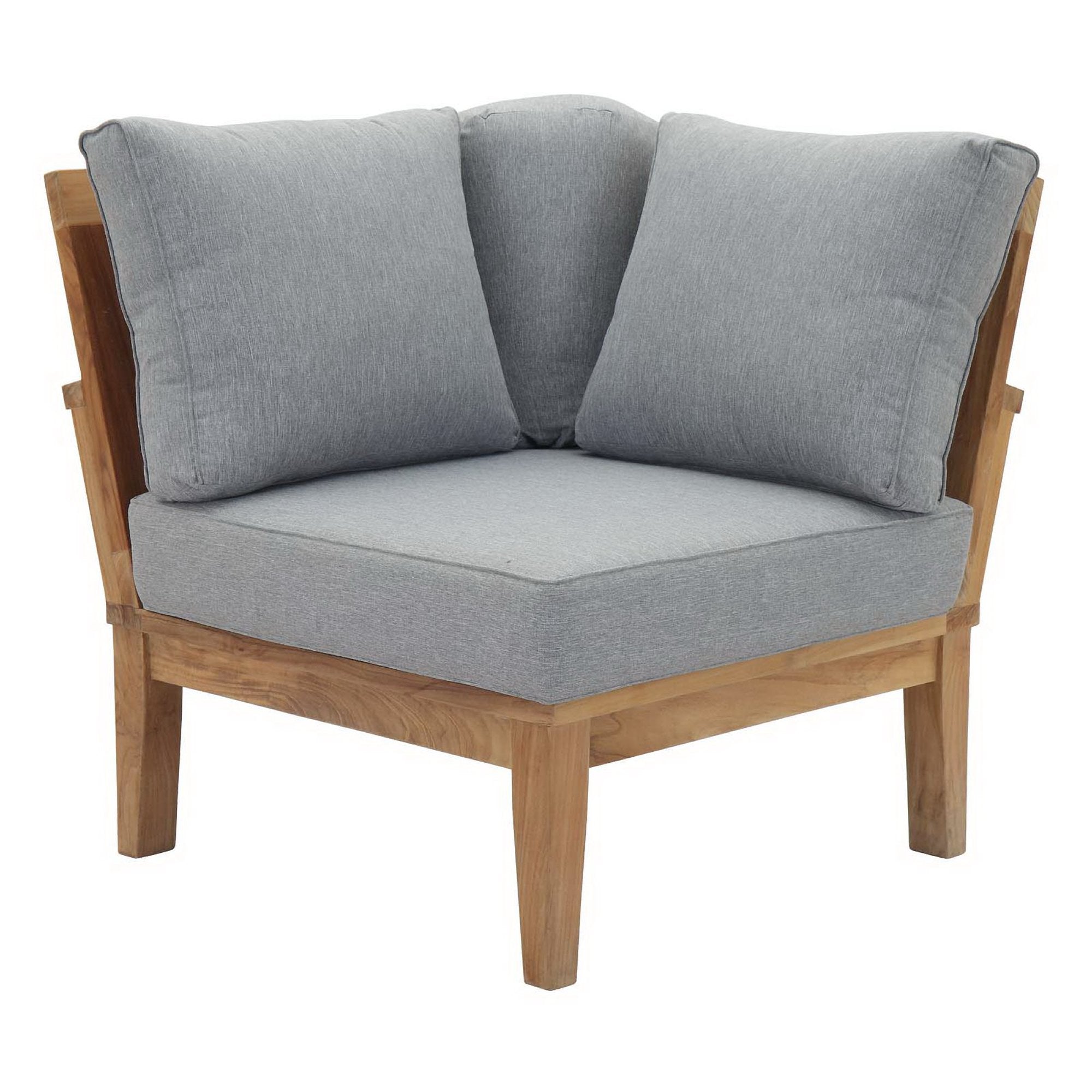 Marina 6 Piece Outdoor Patio Teak Set - Natural Gray (Armchair, Corner Sofa, Left-Arm Sofa, 2 Sofas, Right-Arm Sofa)