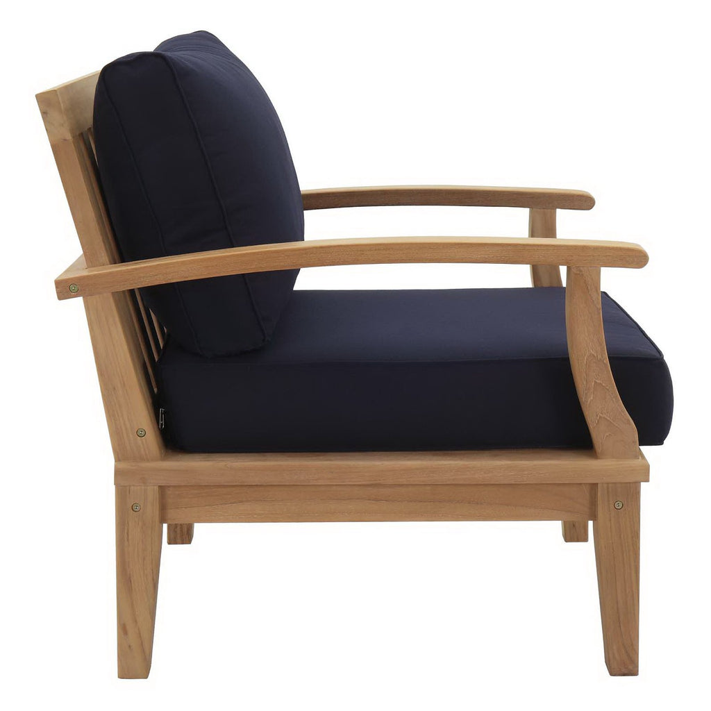 Marina 8 Piece Outdoor Patio Teak Set - Natural Navy (2 Armchairs, Left-Arm Sofa, 4 Sofas, Right-Arm Sofa)