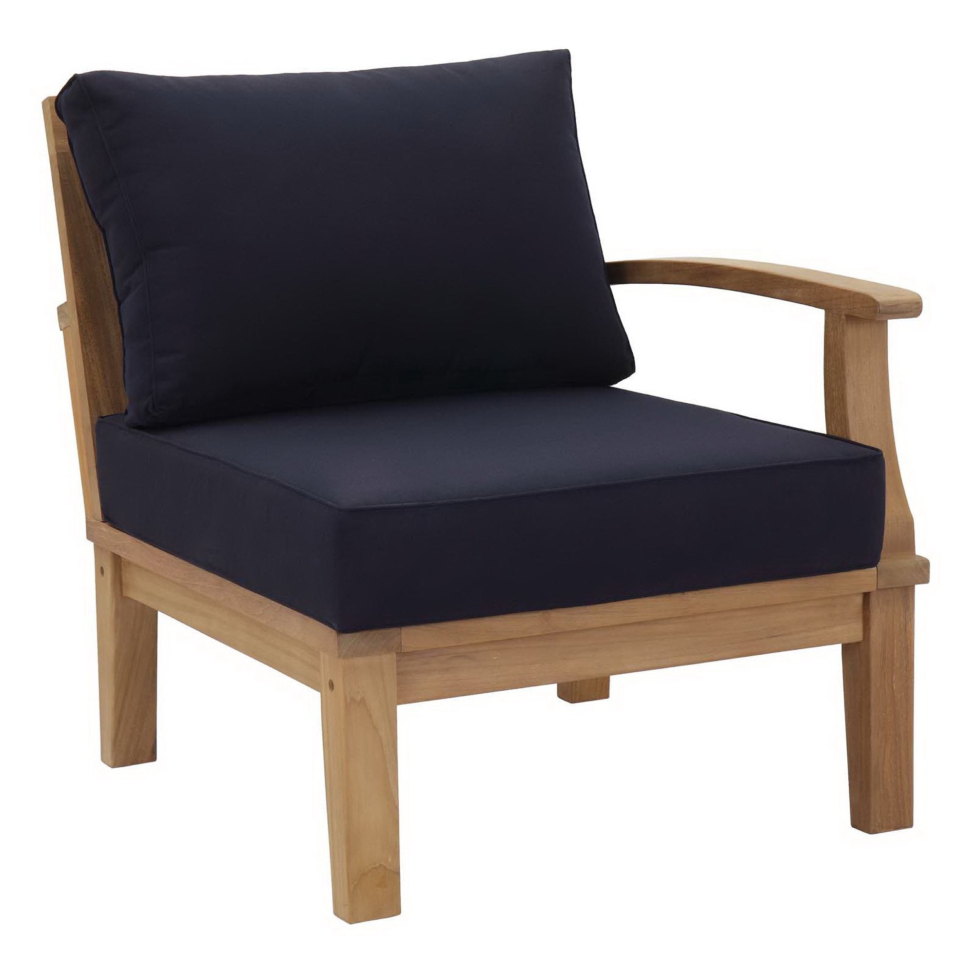 Marina 8 Piece Outdoor Patio Teak Set - Natural Navy (2 Armchairs, Left-Arm Sofa, 4 Sofas, Right-Arm Sofa)