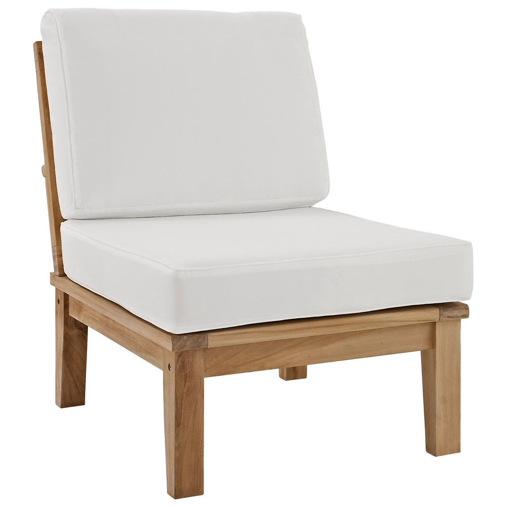 Marina 8 Piece Outdoor Patio Teak Set - Natural White (2 Armchairs, Left-Arm Sofa, 4 Sofas, Right-Arm Sofa)