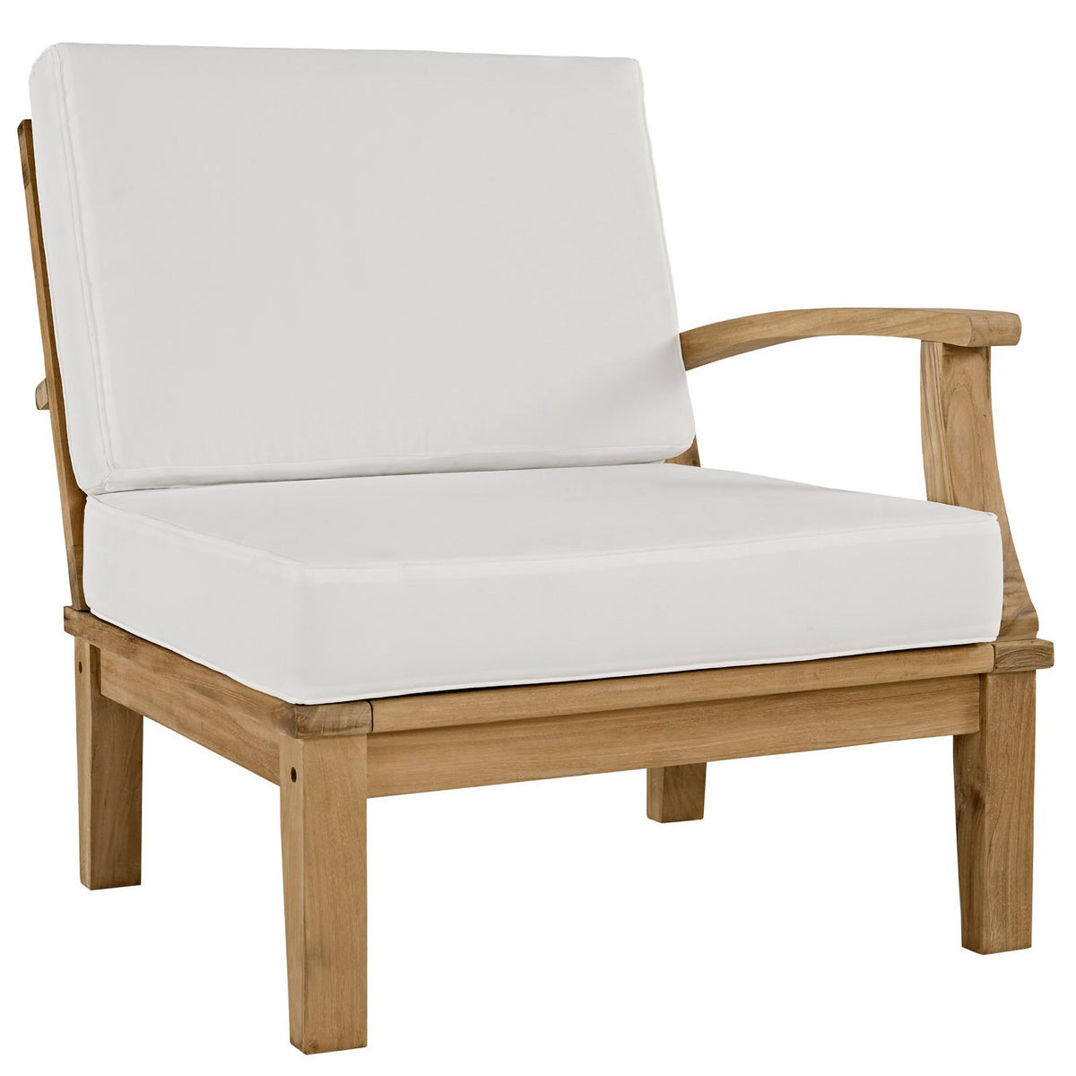 Marina 8 Piece Outdoor Patio Teak Set - Natural White (2 Armchairs, Left-Arm Sofa, 4 Sofas, Right-Arm Sofa)
