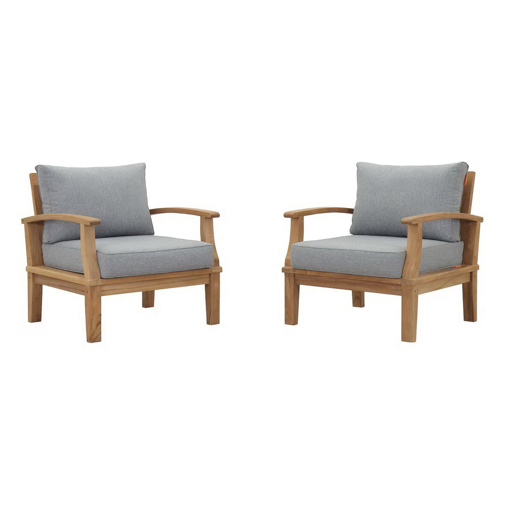 Marina 2 Piece Outdoor Patio Teak Set - Natural Gray (2 Armchairs)