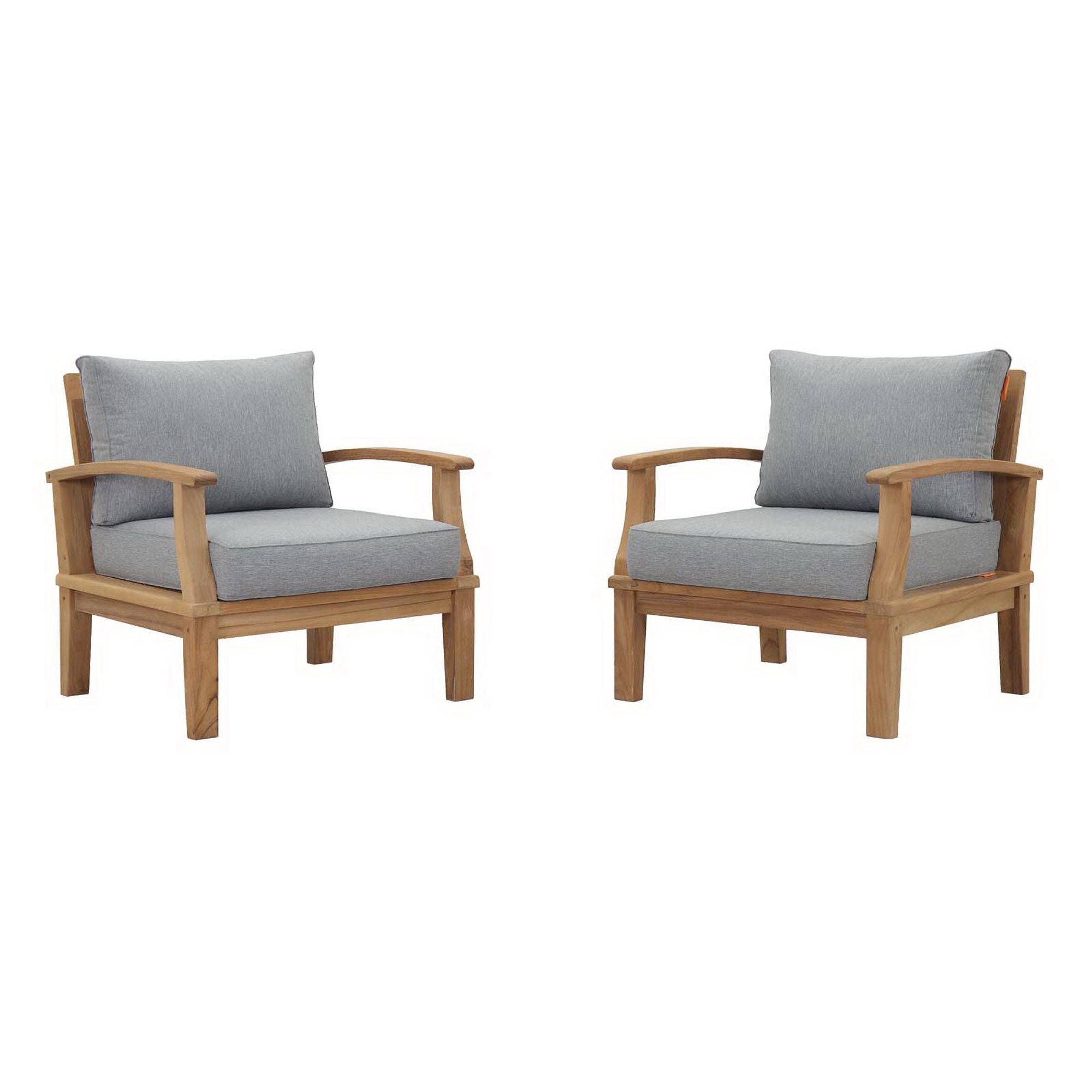 Marina 2 Piece Outdoor Patio Teak Set - Natural Gray (2 Armchairs)