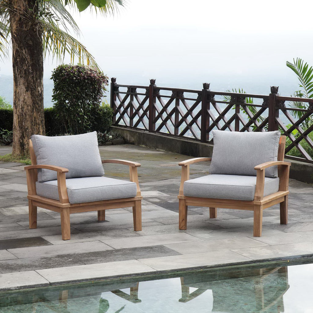 Marina 2 Piece Outdoor Patio Teak Set - Natural Gray (2 Armchairs)