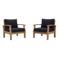 Marina 2 Piece Outdoor Patio Teak Set - Natural Navy (2 Armchairs)