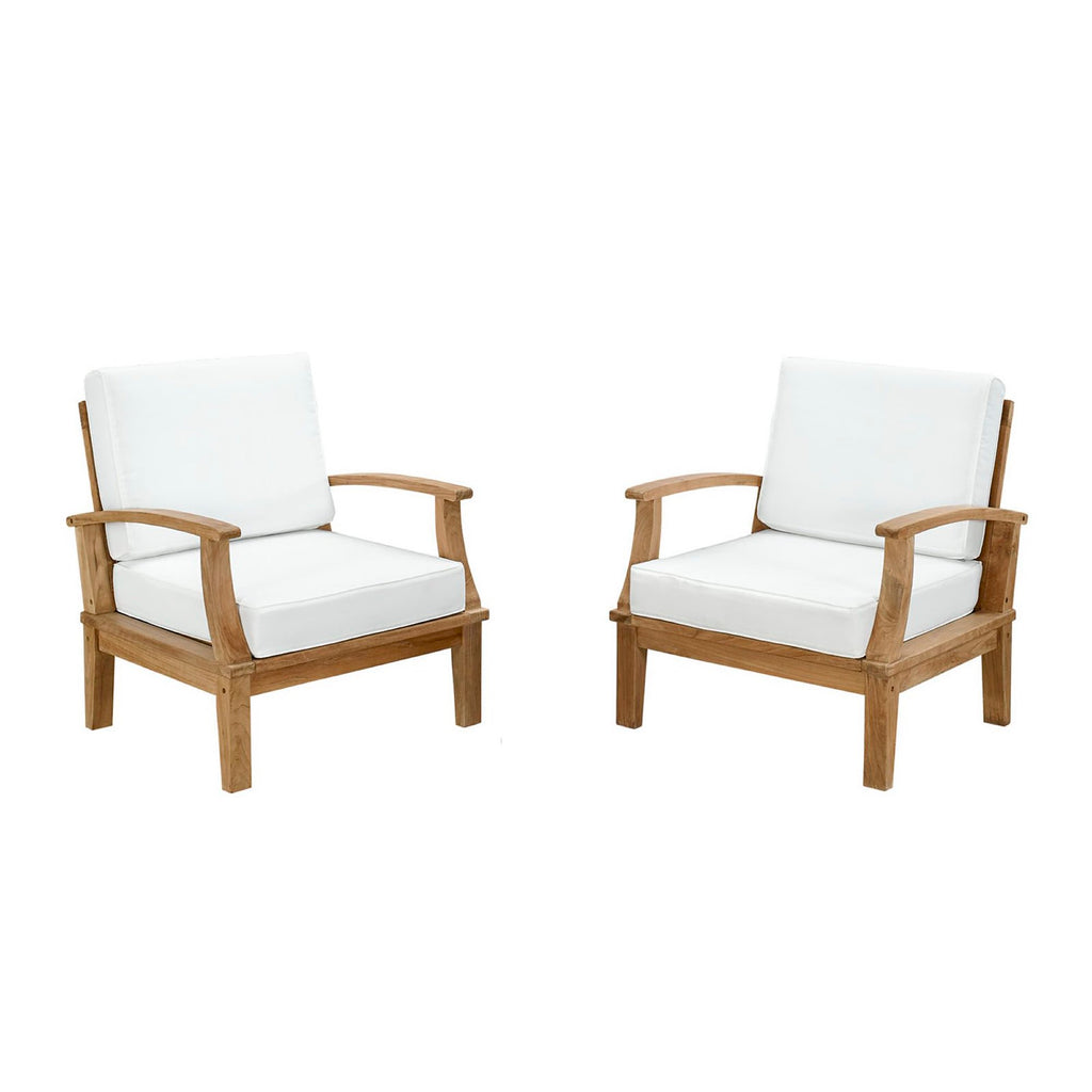 Marina 2 Piece Outdoor Patio Teak Set - Natural White (2 Armchairs)