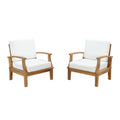 Marina 2 Piece Outdoor Patio Teak Set - Natural White (2 Armchairs)