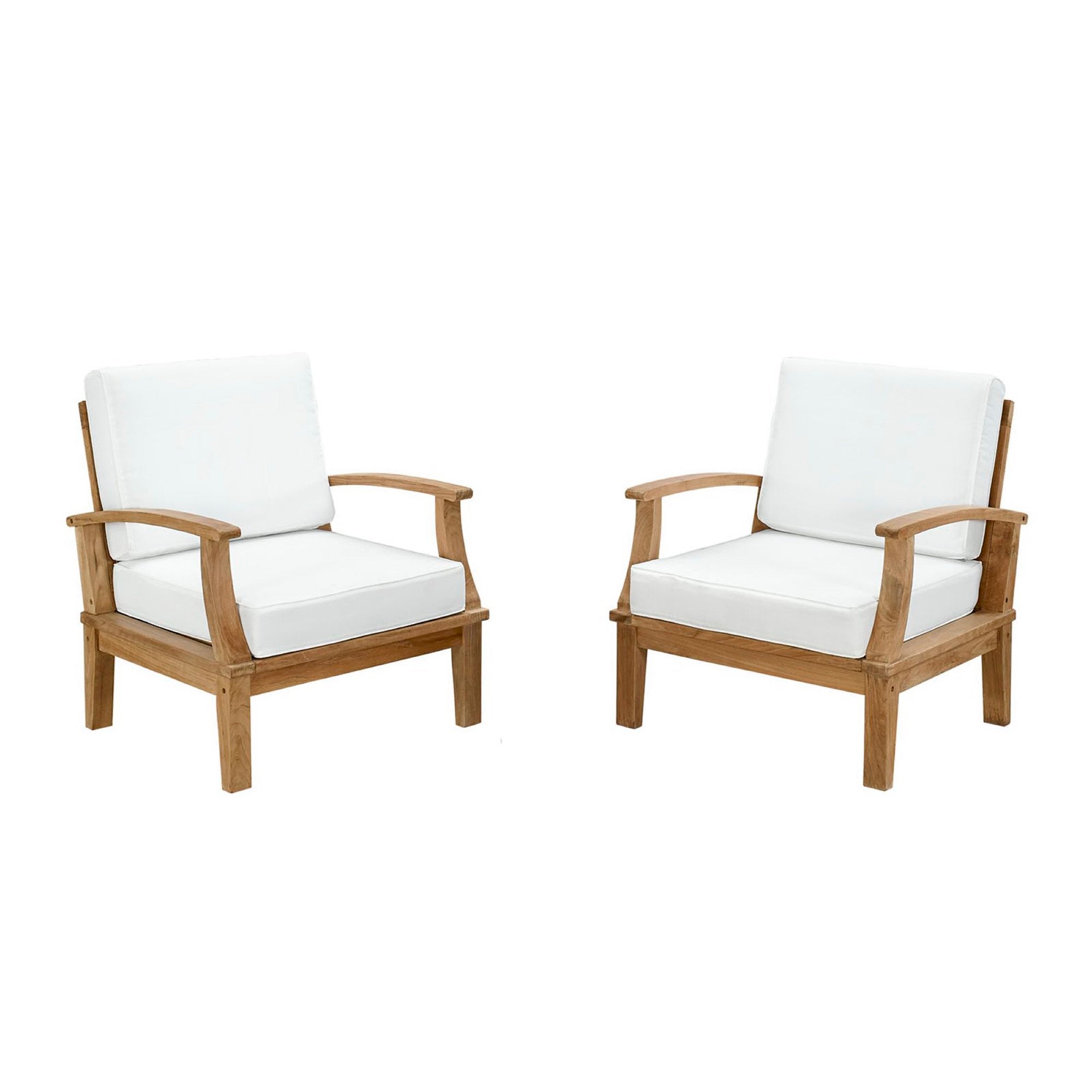 Marina 2 Piece Outdoor Patio Teak Set - Natural White (2 Armchairs)