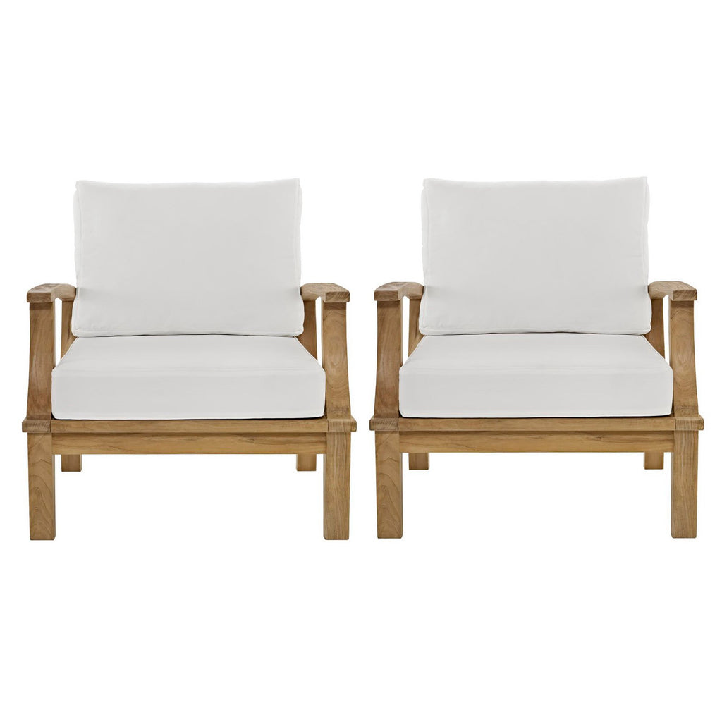 Marina 2 Piece Outdoor Patio Teak Set - Natural White (2 Armchairs)
