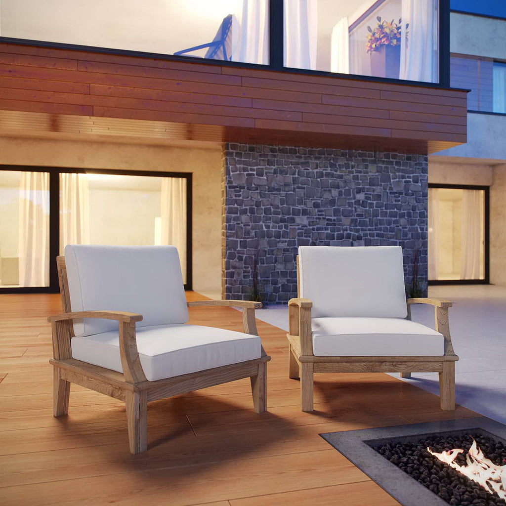 Marina 2 Piece Outdoor Patio Teak Set - Natural White (2 Armchairs)