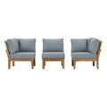 Marina 3 Piece Outdoor Patio Teak Set - Natural Gray (2 Corner Sofas, Sofa)
