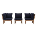 Marina 3 Piece Outdoor Patio Teak Set - Natural Navy (2 Corner Sofas, Sofa)