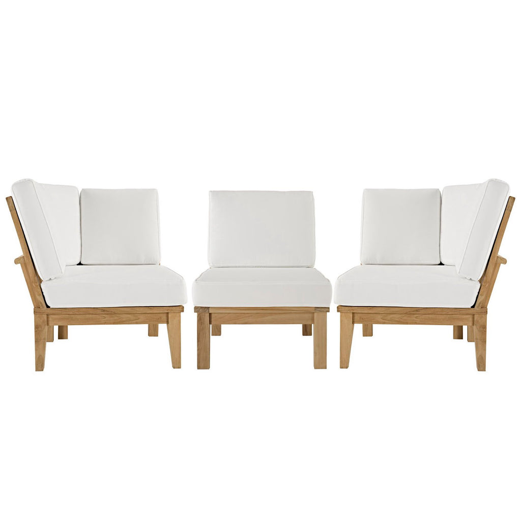 Marina 3 Piece Outdoor Patio Teak Set - Natural White (2 Corner Sofas, Sofa)