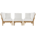 Marina 3 Piece Outdoor Patio Teak Set - Natural White (2 Corner Sofas, Sofa)