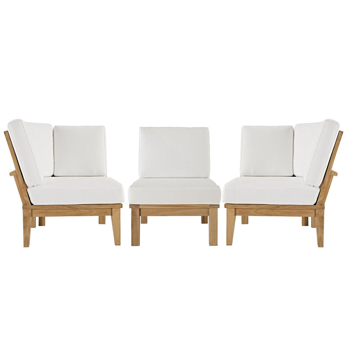 Marina 3 Piece Outdoor Patio Teak Set - Natural White (2 Corner Sofas, Sofa)