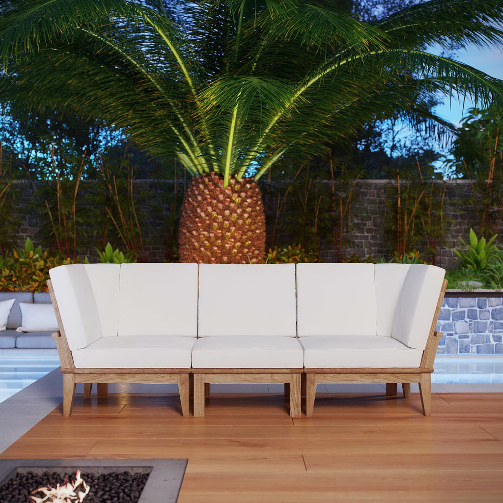Marina 3 Piece Outdoor Patio Teak Set - Natural White (2 Corner Sofas, Sofa)