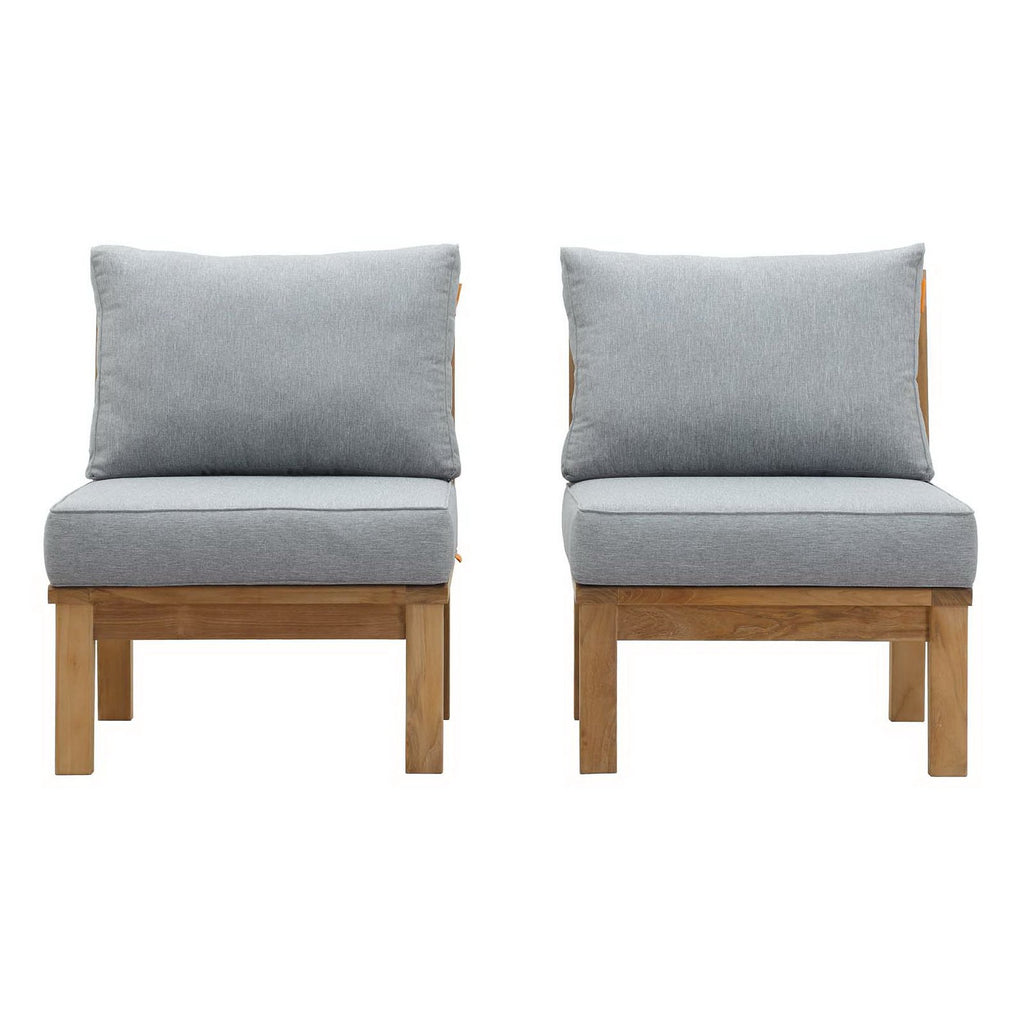 Marina 2 Piece Outdoor Patio Teak Set - Natural Gray (2 Sofas)