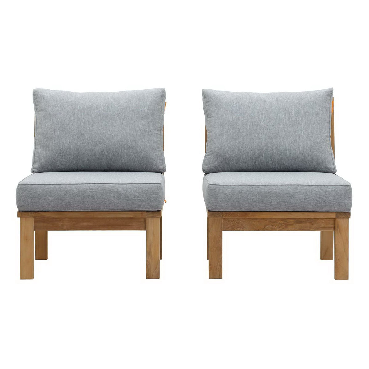 Marina 2 Piece Outdoor Patio Teak Set - Natural Gray (2 Sofas)