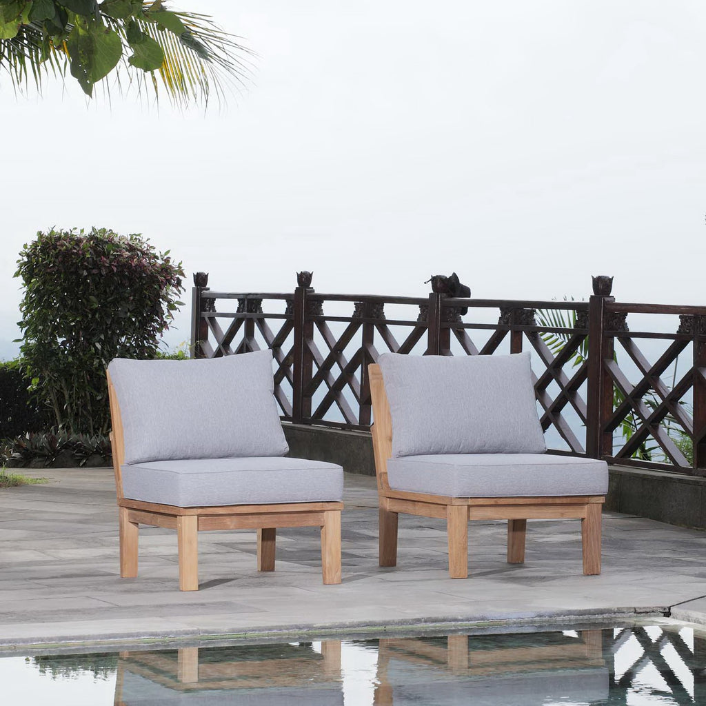 Marina 2 Piece Outdoor Patio Teak Set - Natural Gray (2 Sofas)