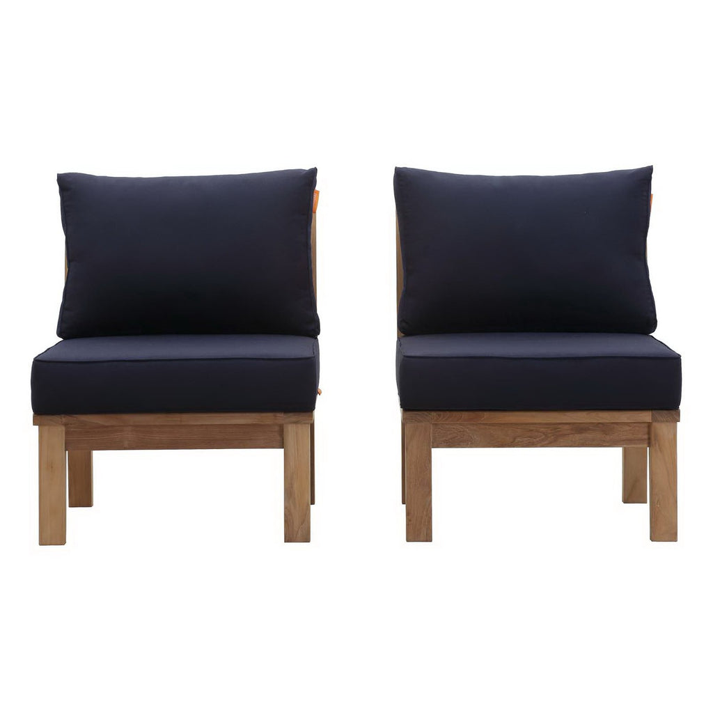 Marina 2 Piece Outdoor Patio Teak Set - Natural Navy (2 Sofas)