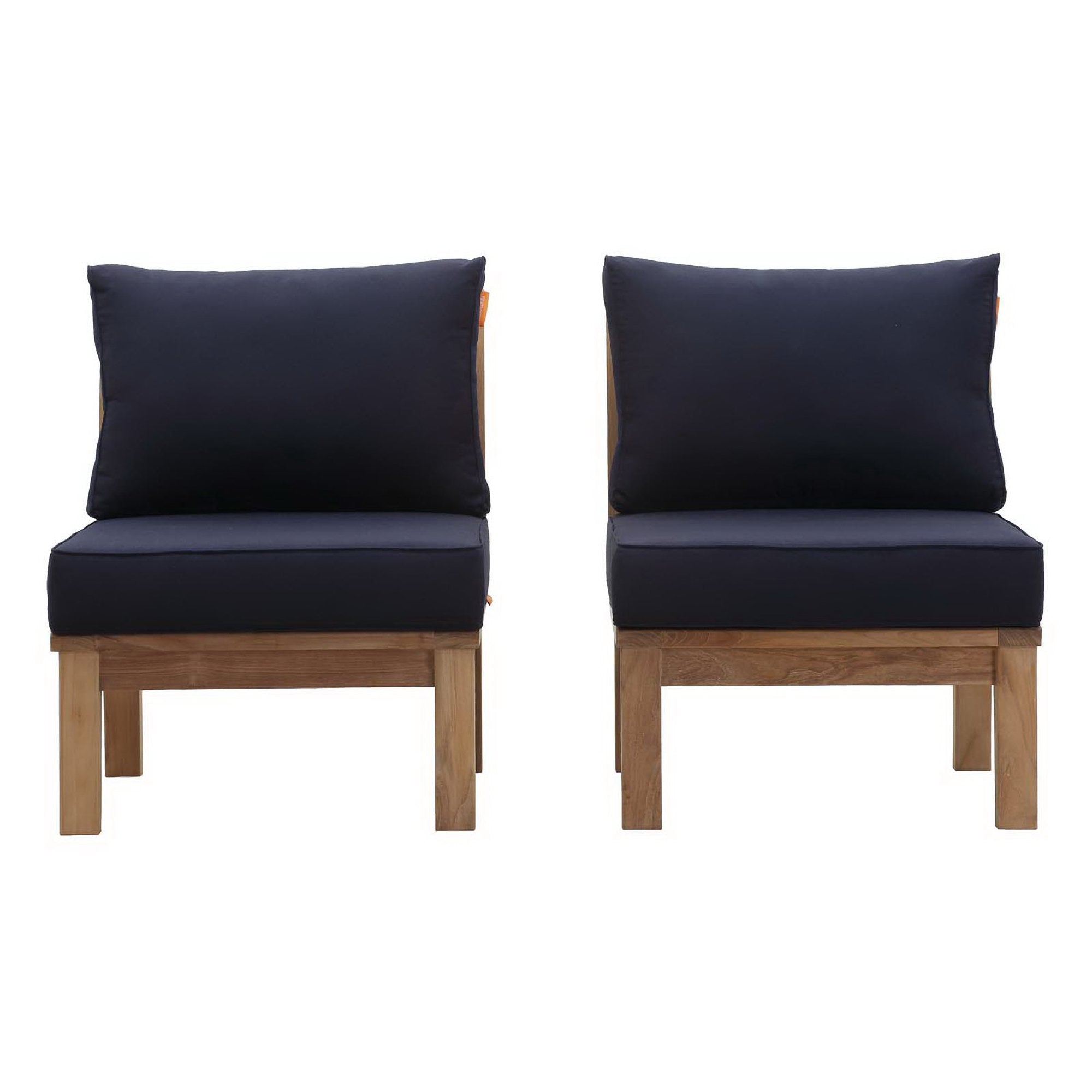 Marina 2 Piece Outdoor Patio Teak Set - Natural Navy (2 Sofas)