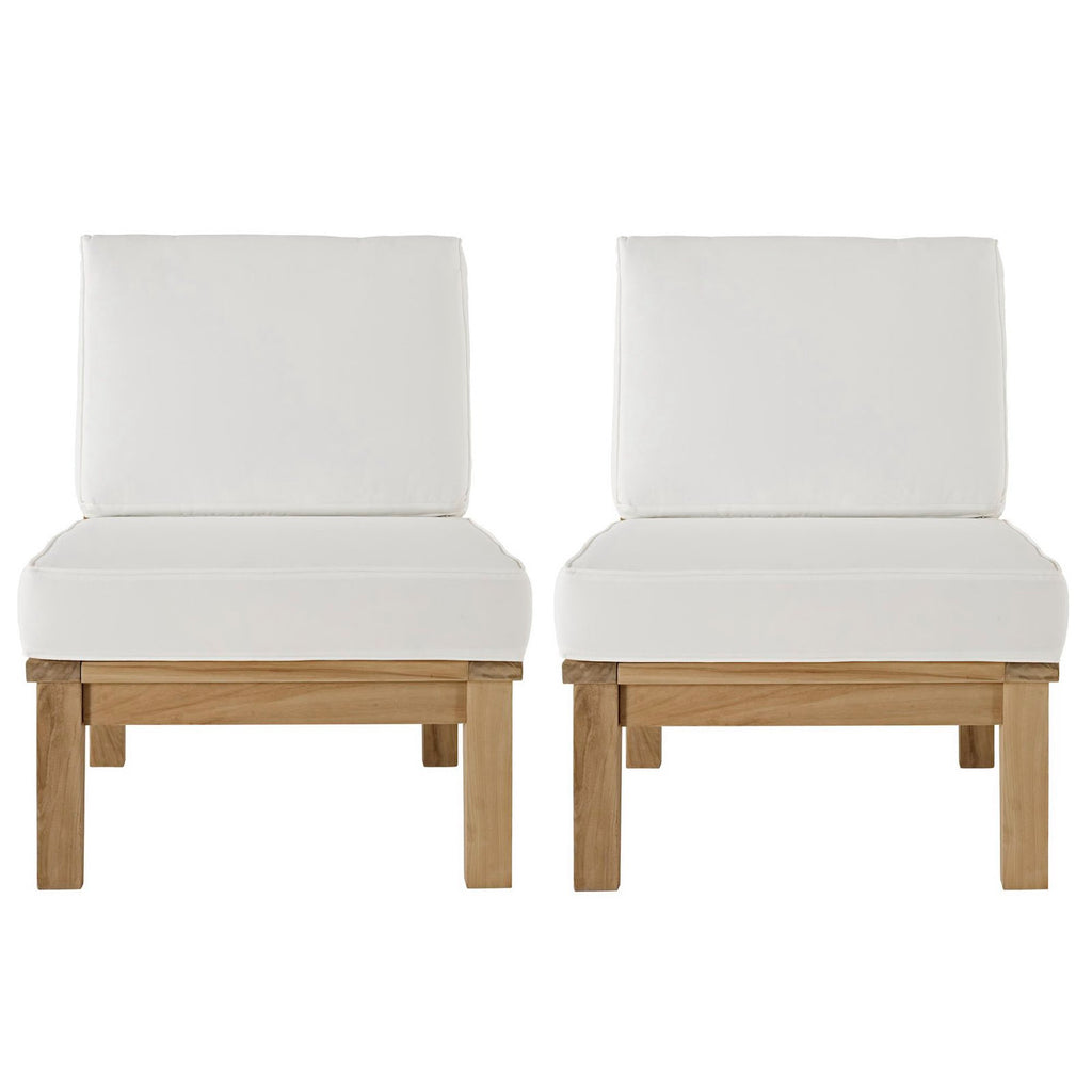 Marina 2 Piece Outdoor Patio Teak Set - Natural White (2 Sofas)