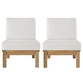 Marina 2 Piece Outdoor Patio Teak Set - Natural White (2 Sofas)