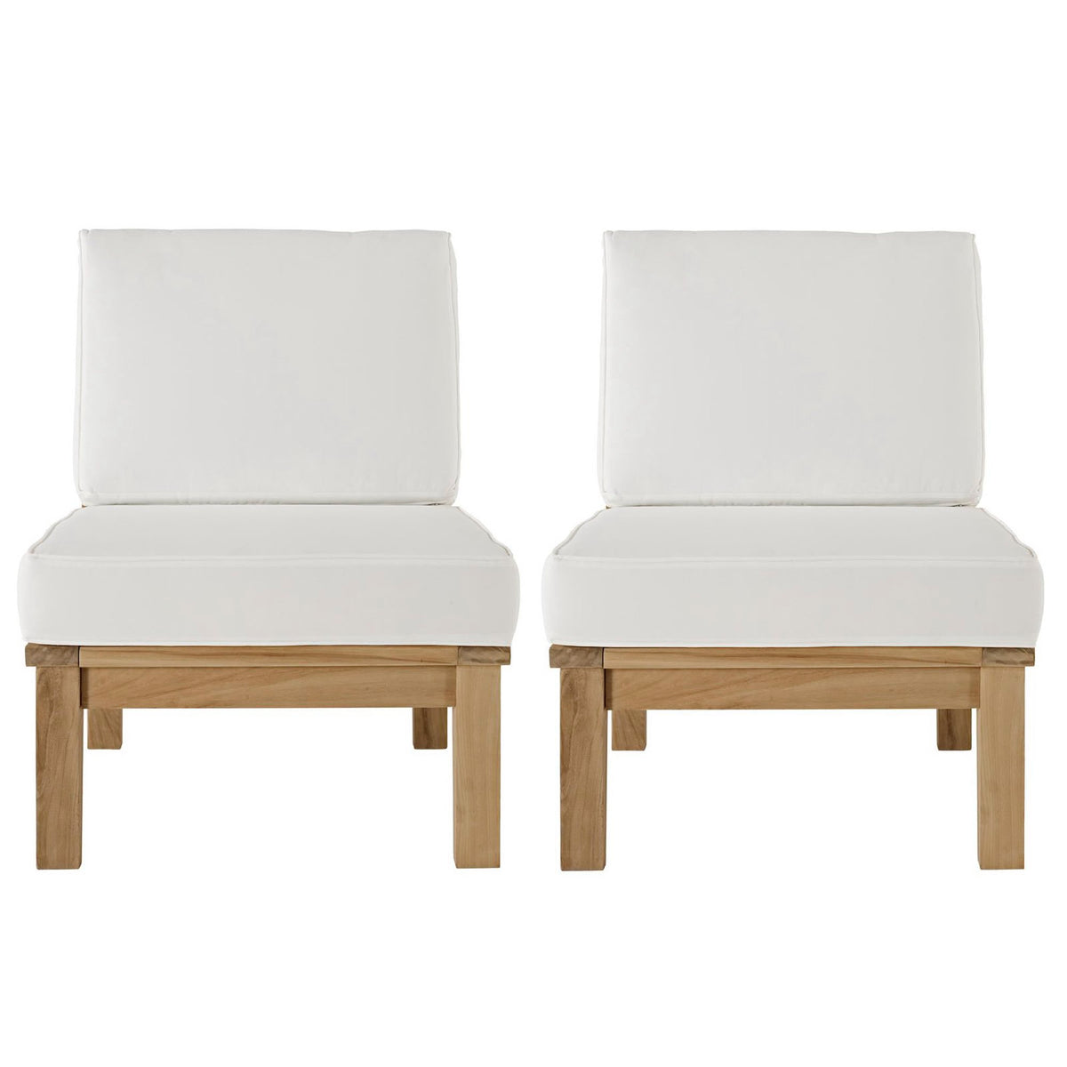Marina 2 Piece Outdoor Patio Teak Set - Natural White (2 Sofas)