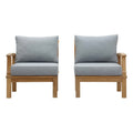 Marina 2 Piece Outdoor Patio Teak Set - Natural Gray (Left-Arm Sofa, Right-Arm Sofa)