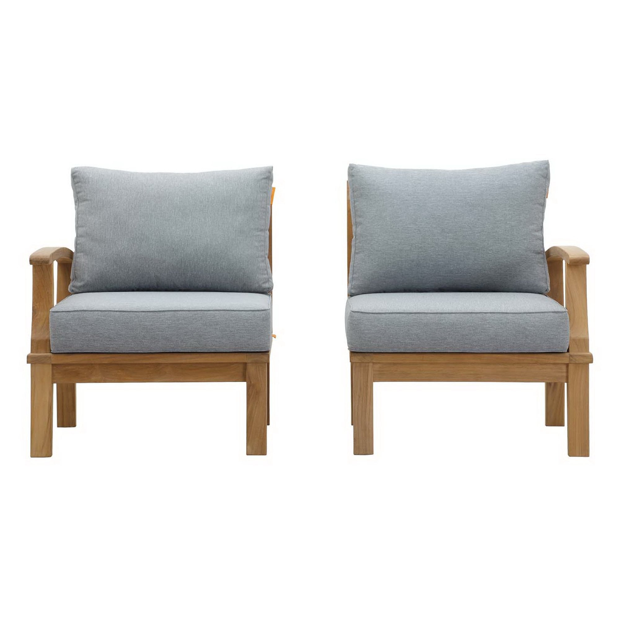 Marina 2 Piece Outdoor Patio Teak Set - Natural Gray (Left-Arm Sofa, Right-Arm Sofa)