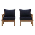 Marina 2 Piece Outdoor Patio Teak Set - Natural Navy (Left-Arm Sofa, Right-Arm Sofa)