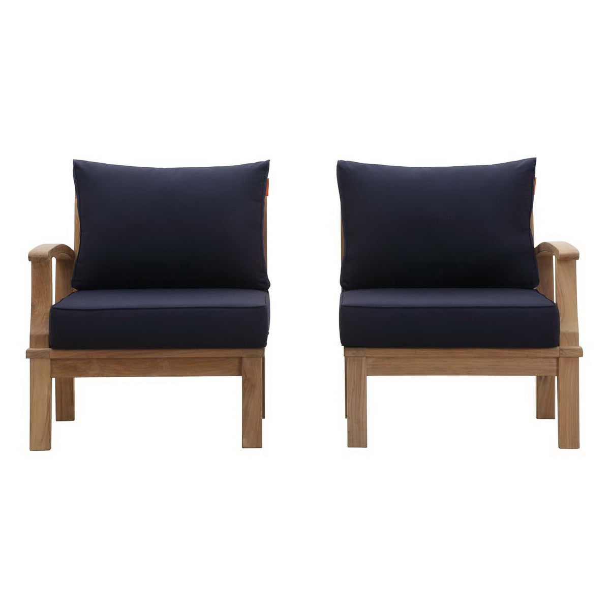 Marina 2 Piece Outdoor Patio Teak Set - Natural Navy (Left-Arm Sofa, Right-Arm Sofa)