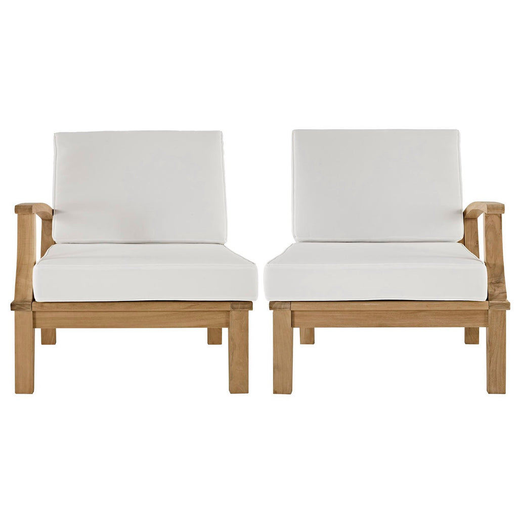 Marina 2 Piece Outdoor Patio Teak Set - Natural White (Left-Arm Sofa, Right-Arm Sofa)