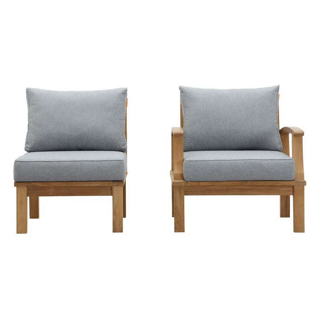 Marina 2 Piece Outdoor Patio Teak Set - Natural Gray (Armchair, Sofa)