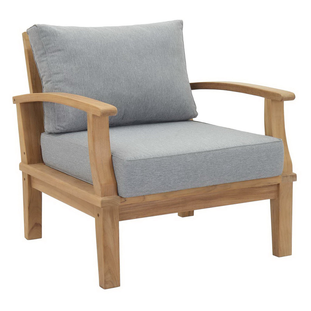 Marina 2 Piece Outdoor Patio Teak Set - Natural Gray (Armchair, Sofa)