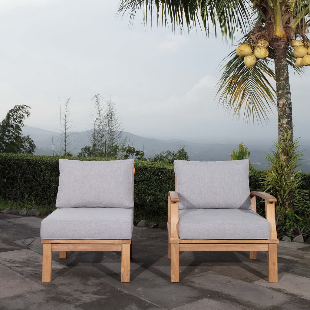 Marina 2 Piece Outdoor Patio Teak Set - Natural Gray (Armchair, Sofa)