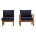 Marina 2 Piece Outdoor Patio Teak Set - Natural Navy (Armchair, Sofa)