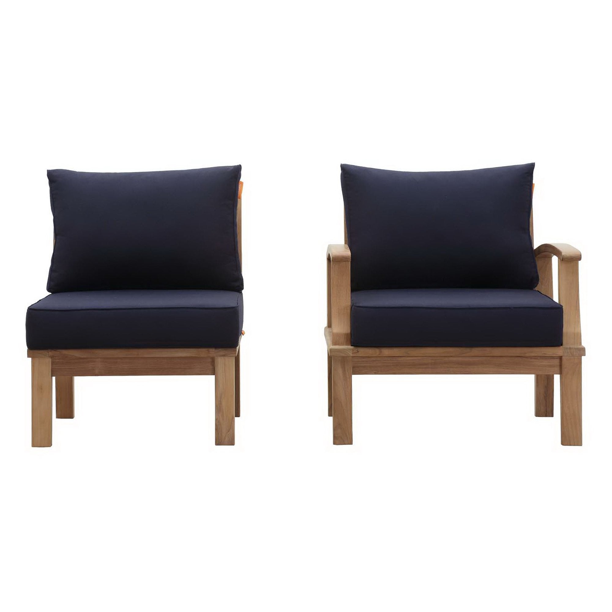 Marina 2 Piece Outdoor Patio Teak Set - Natural Navy (Armchair, Sofa)