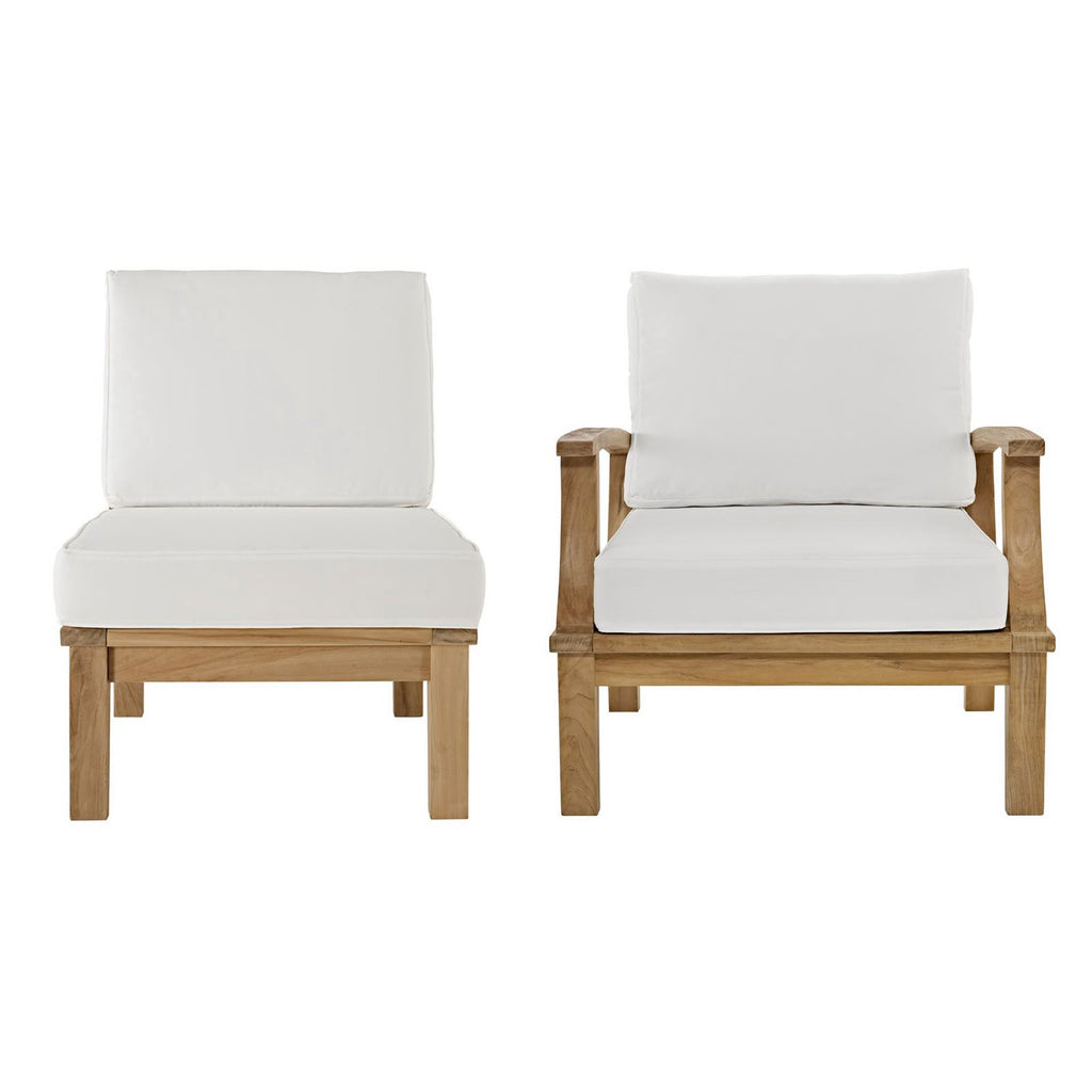 Marina 2 Piece Outdoor Patio Teak Set - Natural White (Armchair, Sofa)