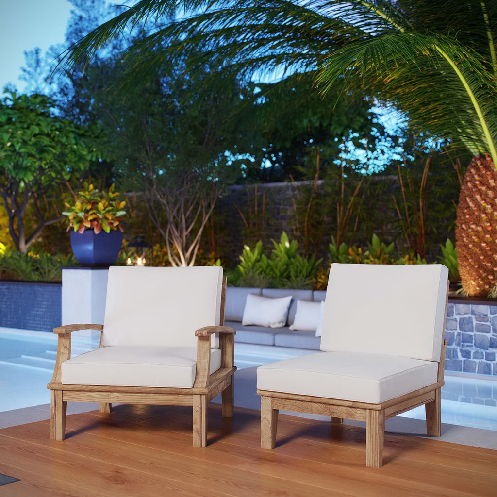 Marina 2 Piece Outdoor Patio Teak Set - Natural White (Armchair, Sofa)