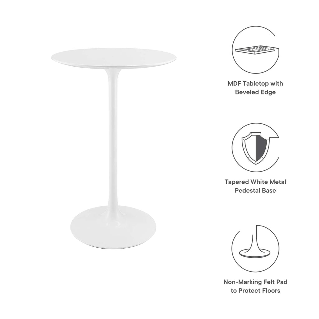 Lippa 28" Round Wood Bar Table - White