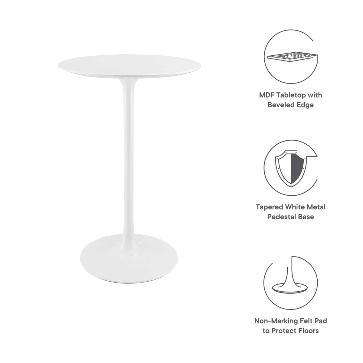 Lippa 28" Round Wood Bar Table - White